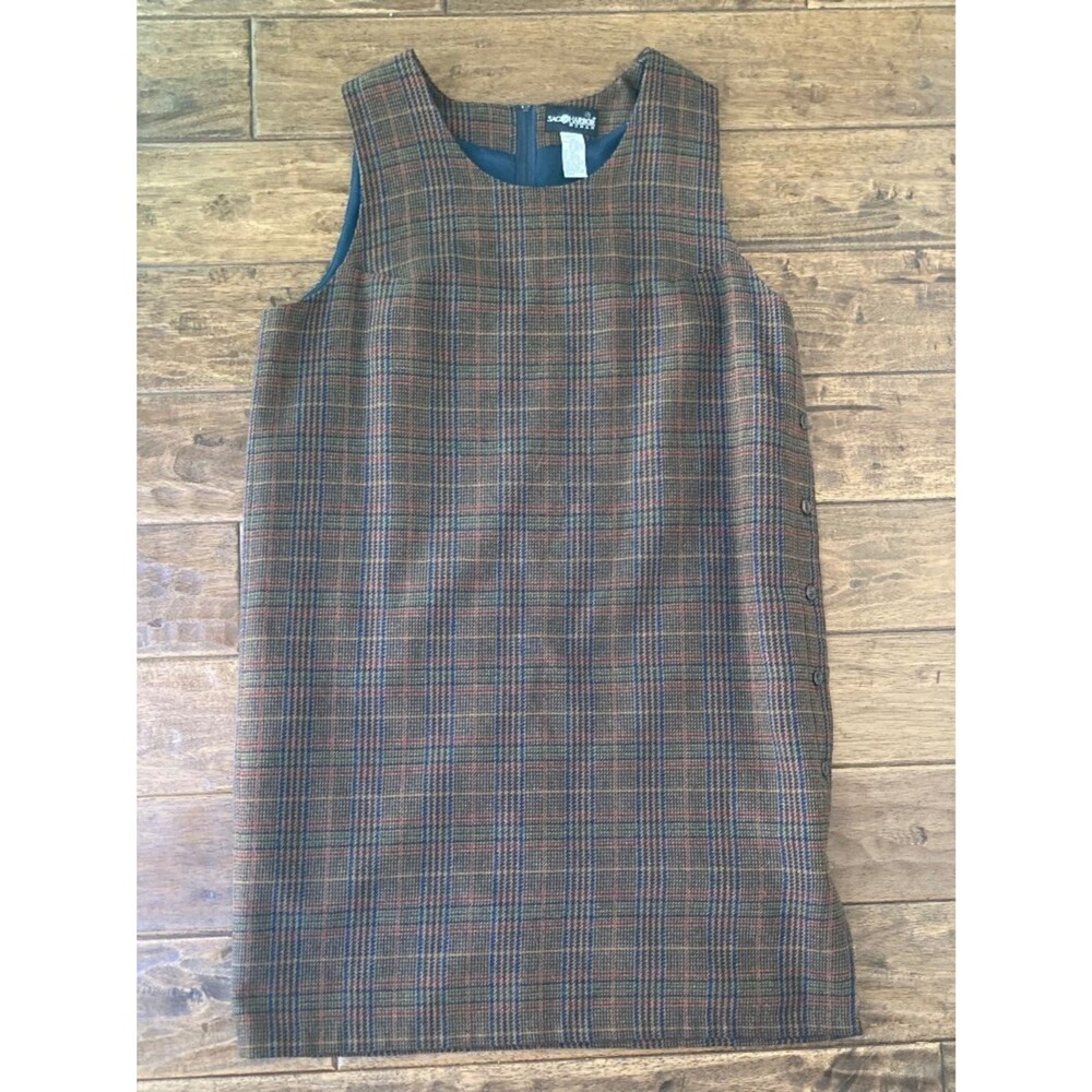 Sag Harbor Plaid Wool Blend Jumper Dress Vintage Prep Schoolgirl Sz 16
